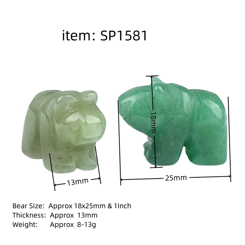 1.0Inch Handmade Craved  Gemstone Polar Bear for Home & Office Decor