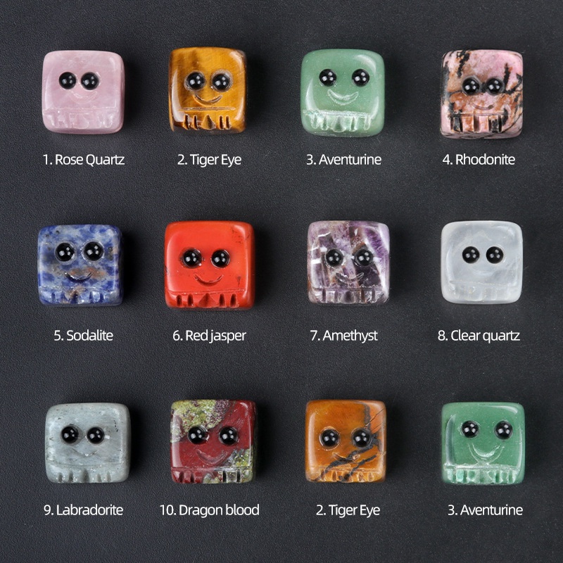 Healing Crystal 20MM Gemstones Polished Cube Square block Spirit Reiki meditation Wicca Power Balancing  Handmade Craved  "I'm here for you“ Ornaments