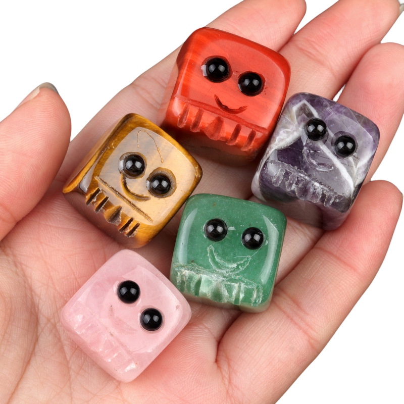 Healing Crystal 20MM Gemstones Polished Cube Square block Spirit Reiki meditation Wicca Power Balancing  Handmade Craved  "I'm here for you“ Ornaments