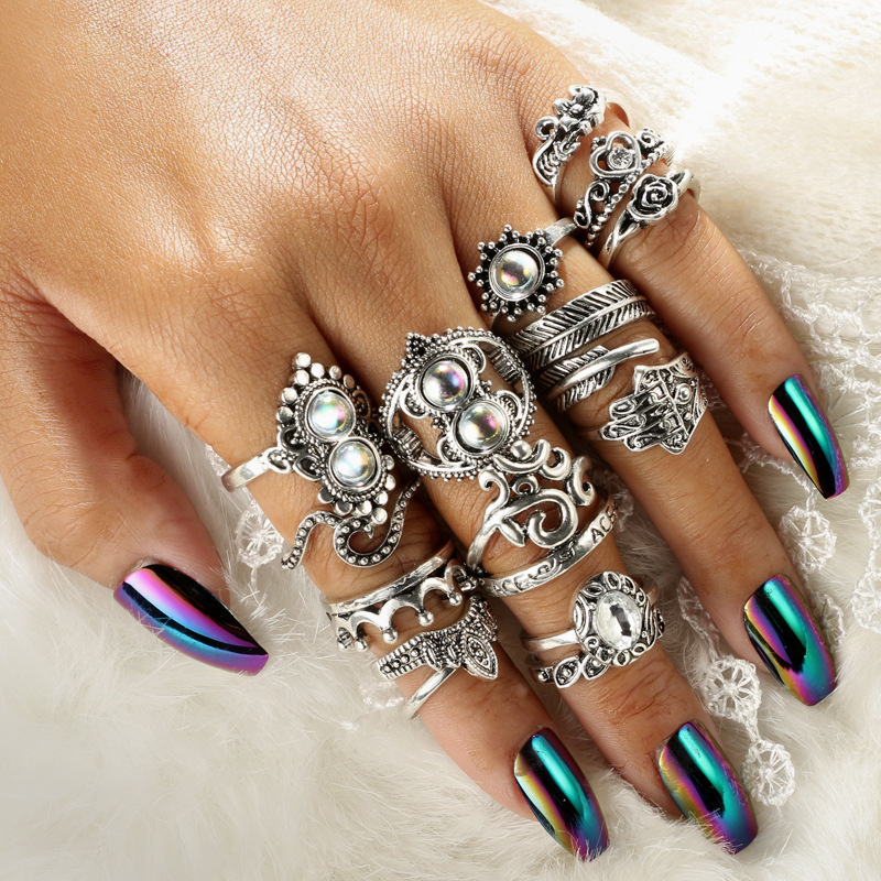 Alloy Stackable Knuckle Set Rings for Women Girls 