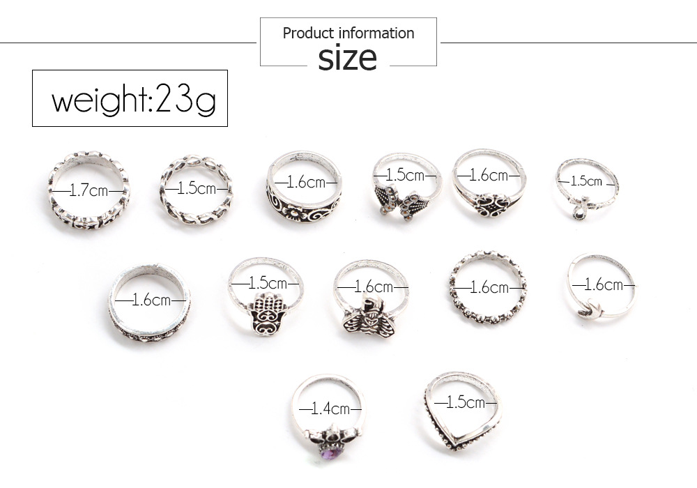 Alloy Stackable Knuckle Set Rings for Women Girls  SR0075