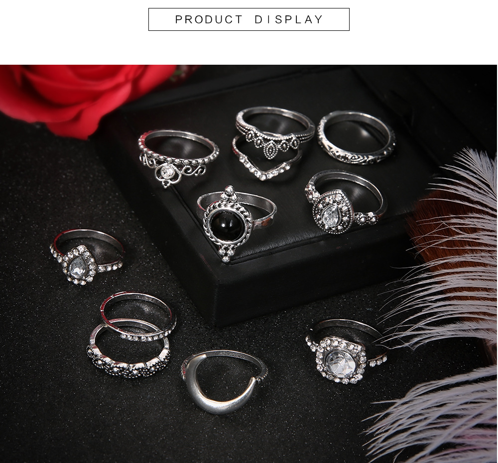 Boho Stackable Knuckle Set Rings for Women Girls Vintage Finger Stacking Trendy Alloy Ring Jewelry