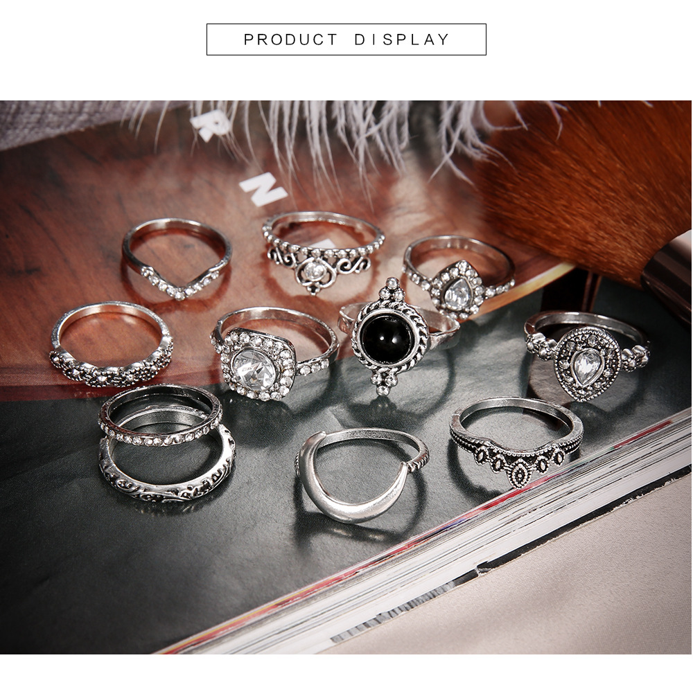 Boho Stackable Knuckle Set Rings for Women Girls Vintage Finger Stacking Trendy Alloy Ring Jewelry