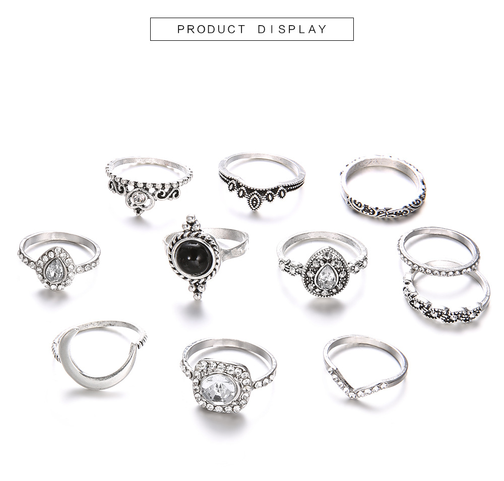 Boho Stackable Knuckle Set Rings for Women Girls Vintage Finger Stacking Trendy Alloy Ring Jewelry