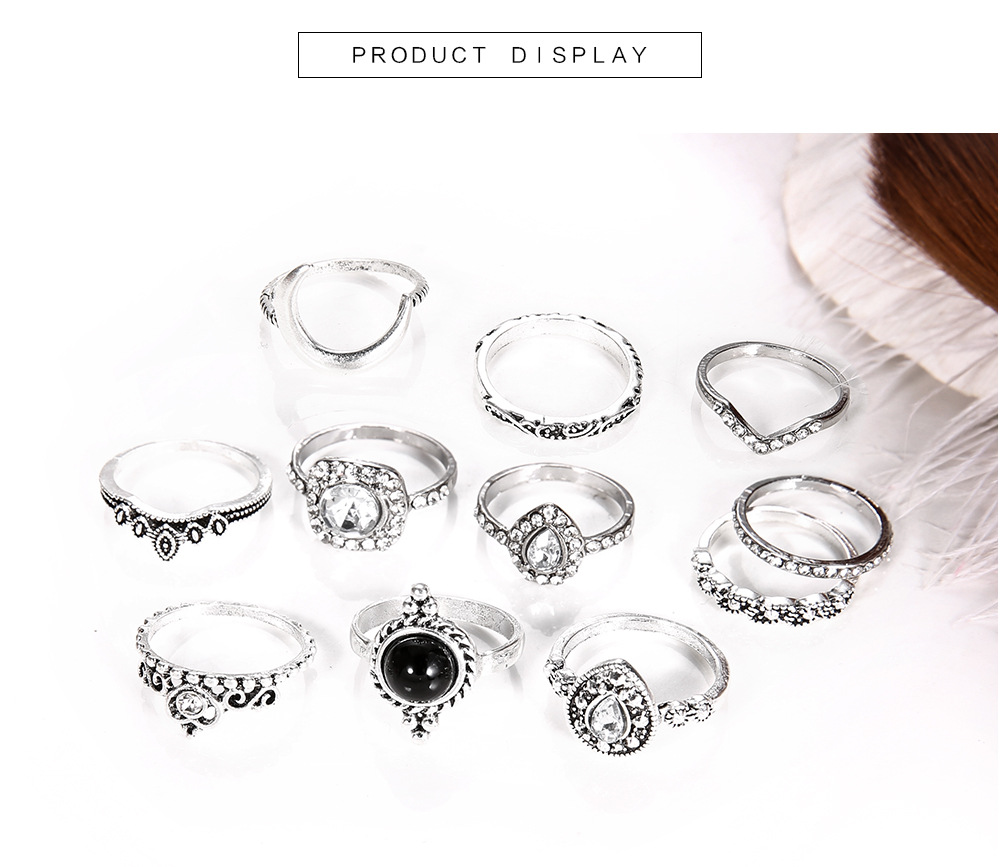Boho Stackable Knuckle Set Rings for Women Girls Vintage Finger Stacking Trendy Alloy Ring Jewelry