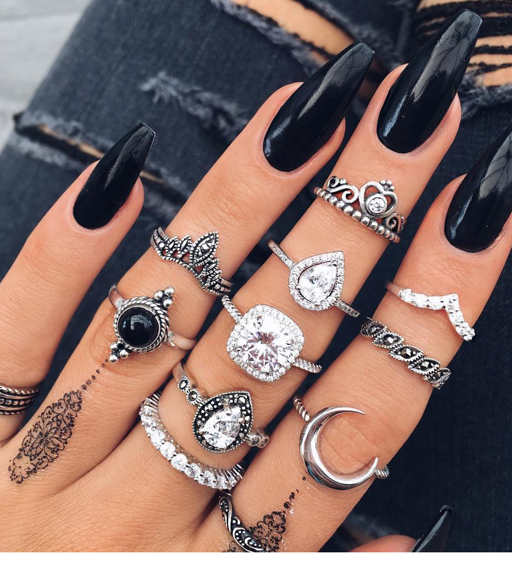 Boho Stackable Knuckle Set Rings for Women Girls Vintage Finger Stacking Trendy Alloy Ring Jewelry