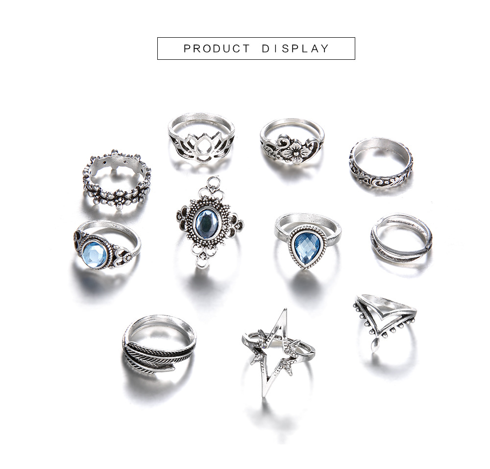 Boho Stackable Knuckle Set Rings for Women Girls Vintage Finger Stacking Trendy Alloy Ring Jewelry