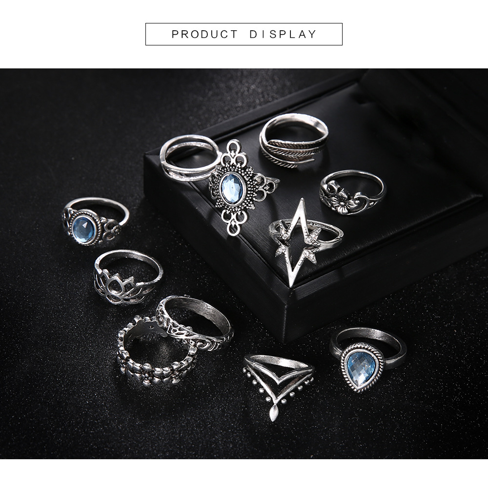 Boho Stackable Knuckle Set Rings for Women Girls Vintage Finger Stacking Trendy Alloy Ring Jewelry