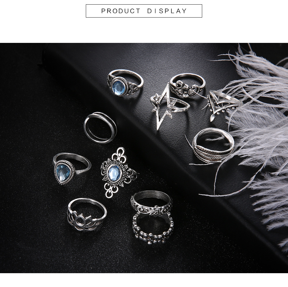 Boho Stackable Knuckle Set Rings for Women Girls Vintage Finger Stacking Trendy Alloy Ring Jewelry