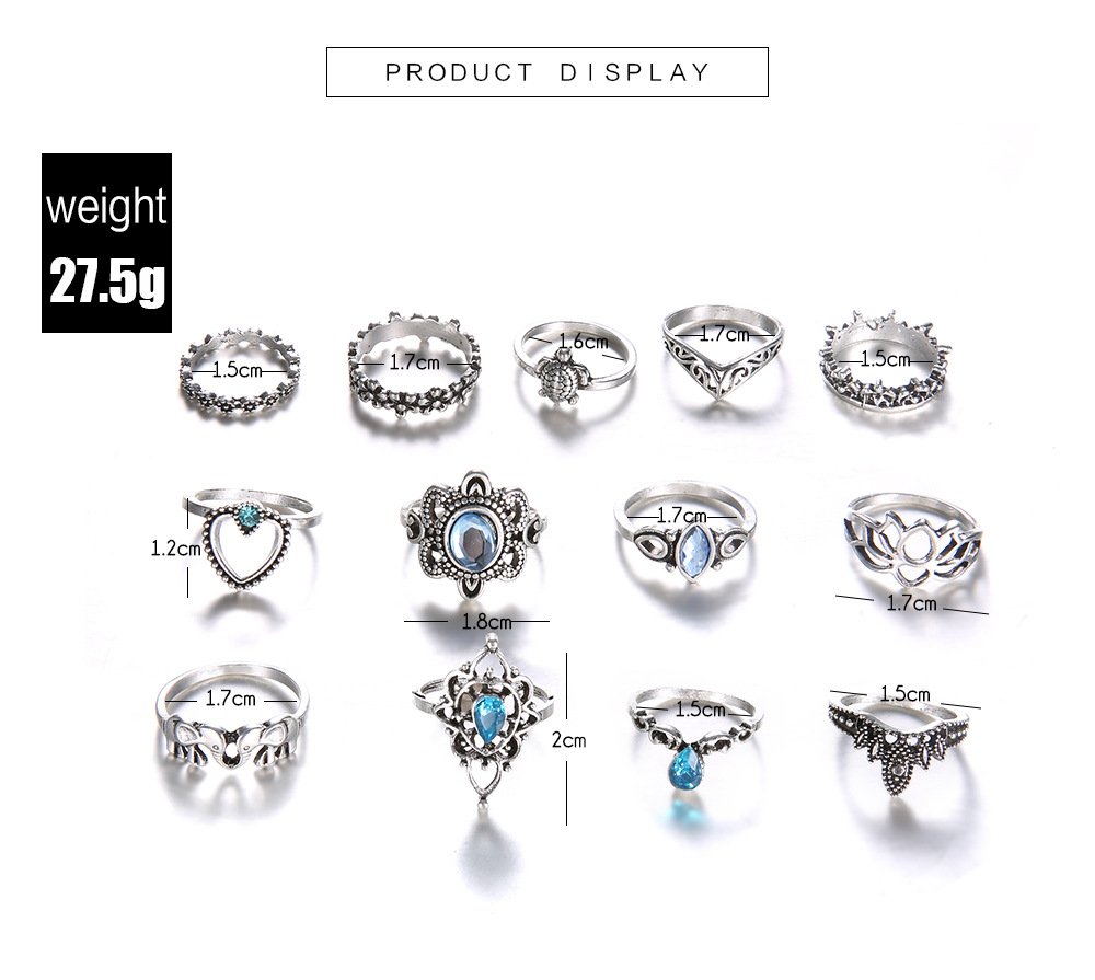 Boho Stackable Knuckle Set Rings for Women Girls Vintage Finger Stacking Trendy Alloy Ring Jewelry