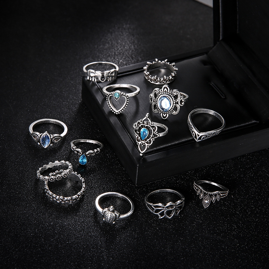Boho Stackable Knuckle Set Rings for Women Girls Vintage Finger Stacking Trendy Alloy Ring Jewelry