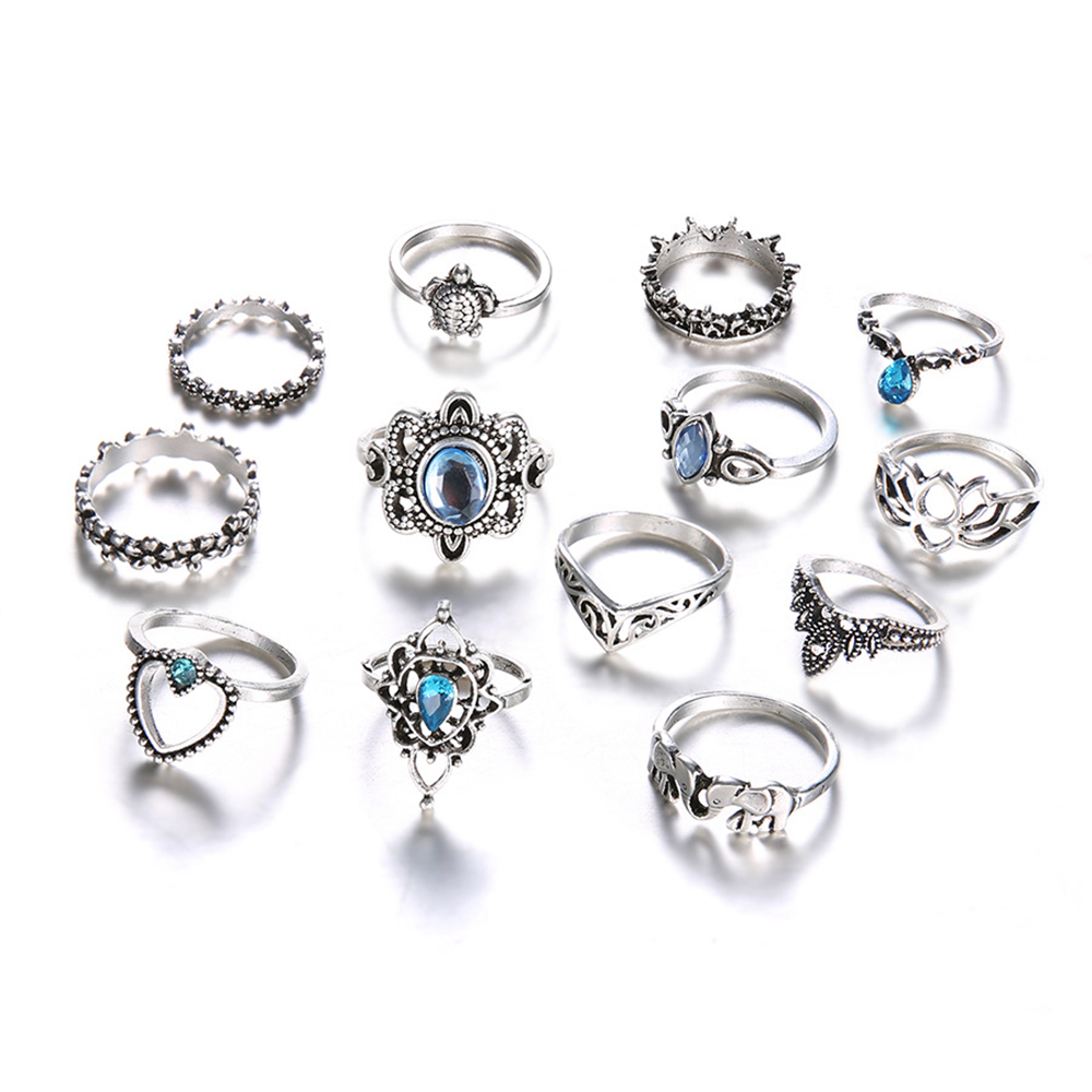 Boho Stackable Knuckle Set Rings for Women Girls Vintage Finger Stacking Trendy Alloy Ring Jewelry