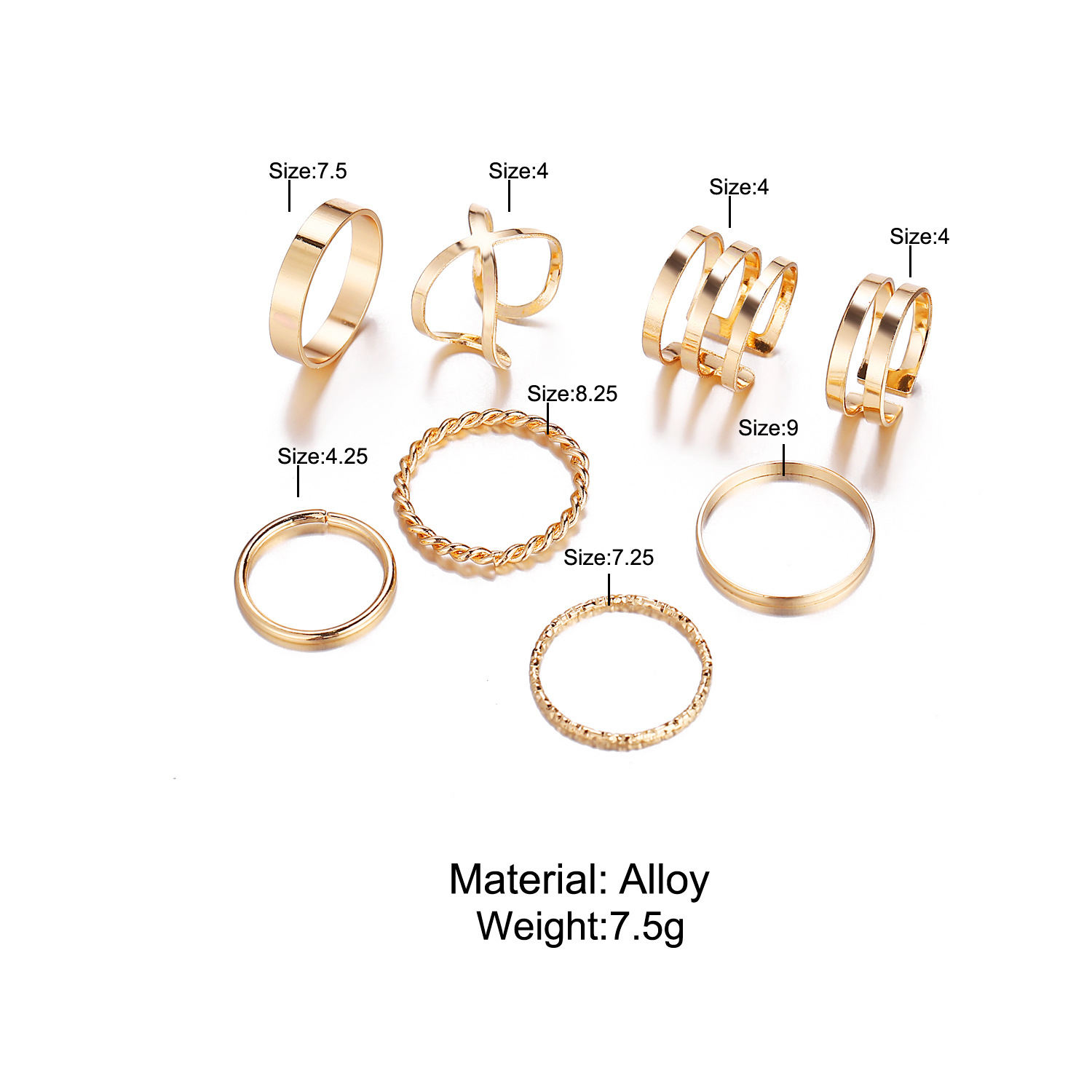 Alloy Stackable Knuckle Set Rings for Women Girls SR0084