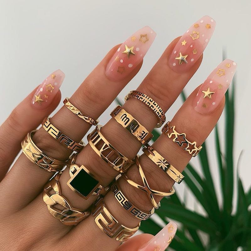 Boho Stackable Knuckle Set Rings for Women Girls Vintage Finger Stacking Trendy Alloy Ring Jewelry