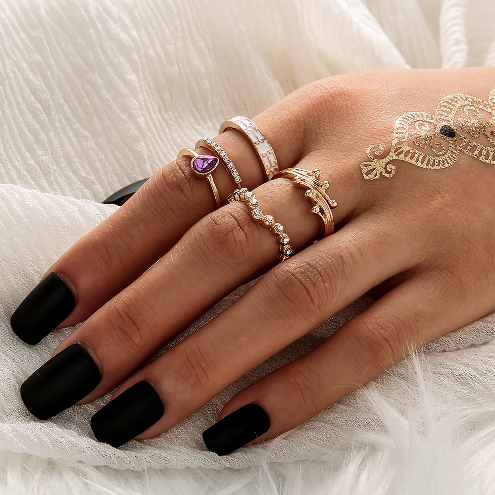 Boho Stackable Knuckle Set Rings for Women Girls Vintage Finger Stacking Trendy Alloy Ring Jewelry