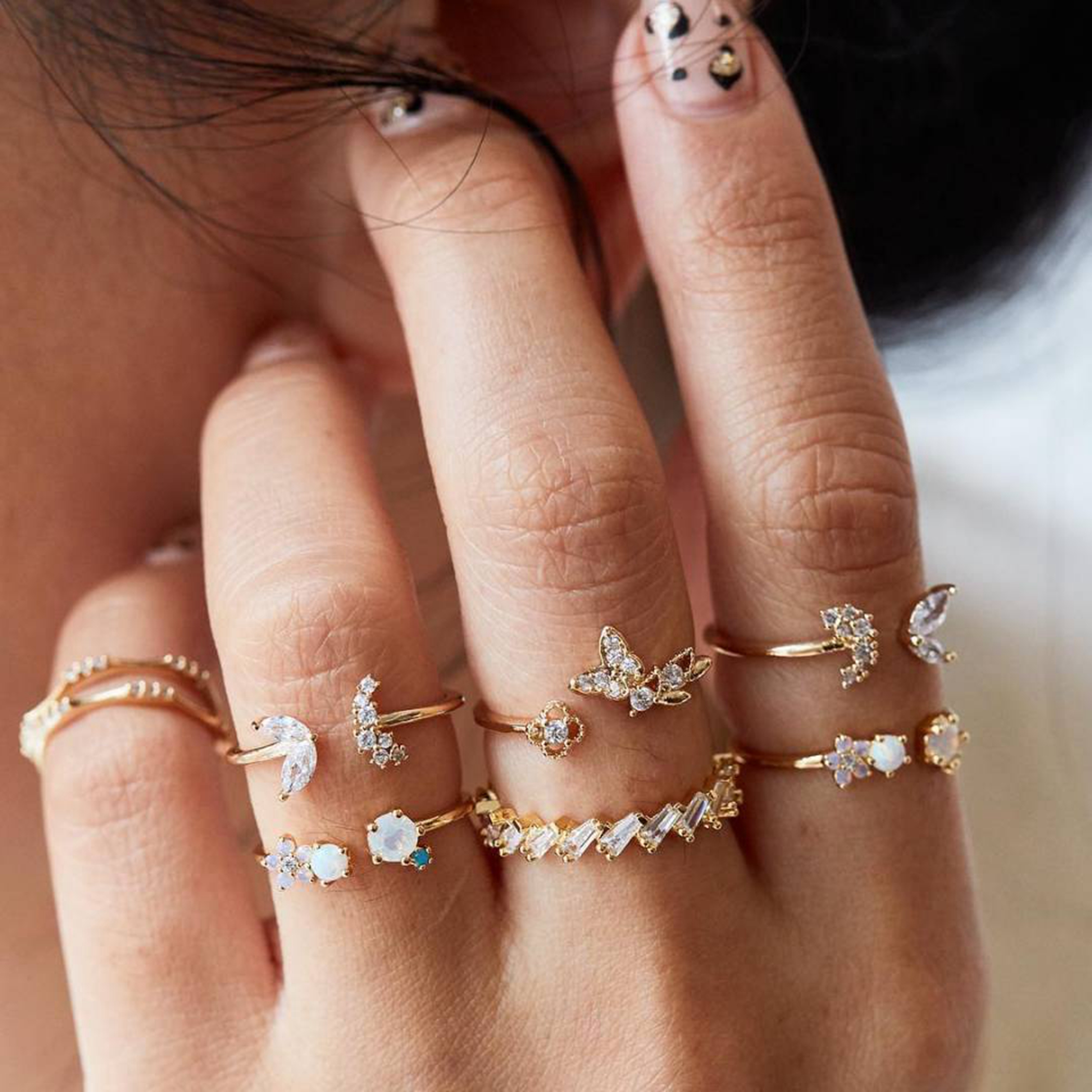 Boho Stackable Knuckle Set Rings for Women Girls Vintage Finger Stacking Trendy Alloy Ring Jewelry
