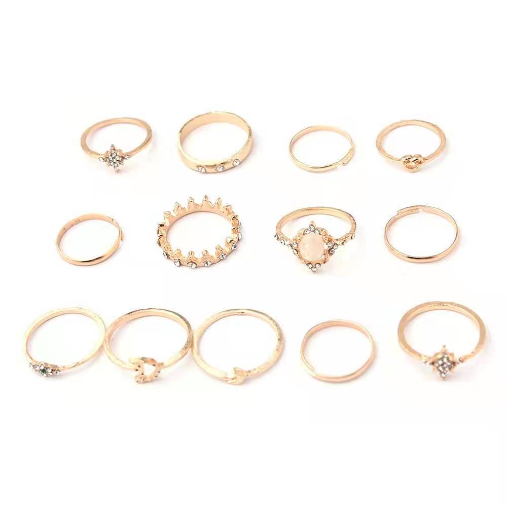 Boho Stackable Knuckle Set Rings for Women Girls Vintage Finger Stacking Trendy Alloy Ring Jewelry