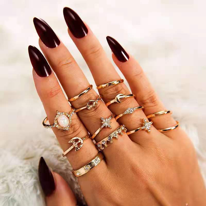 Boho Stackable Knuckle Set Rings for Women Girls Vintage Finger Stacking Trendy Alloy Ring Jewelry