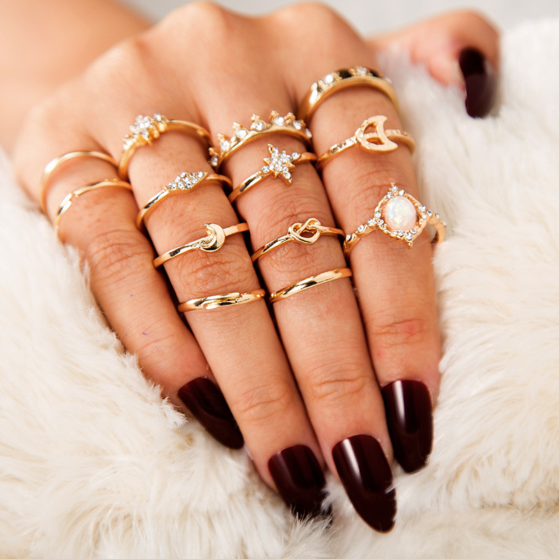 Boho Stackable Knuckle Set Rings for Women Girls Vintage Finger Stacking Trendy Alloy Ring Jewelry