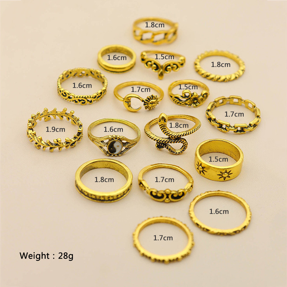 16PCS Alloy Stackable Knuckle Set Rings for Women Girls SR0126