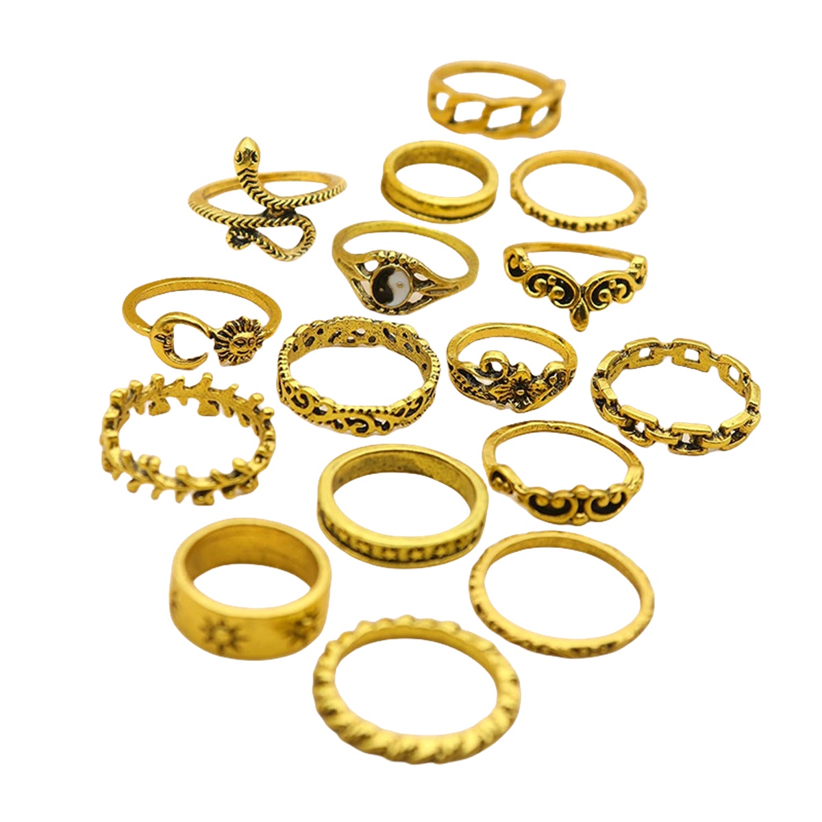 16PCS Alloy Stackable Knuckle Set Rings for Women Girls SR0126