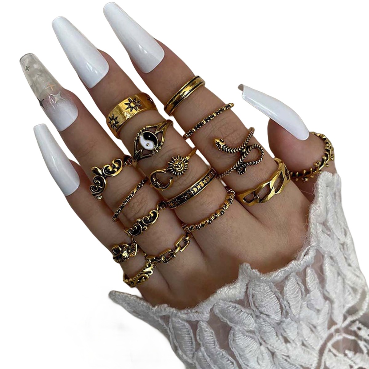 16PCS Alloy Stackable Knuckle Set Rings for Women Girls SR0126