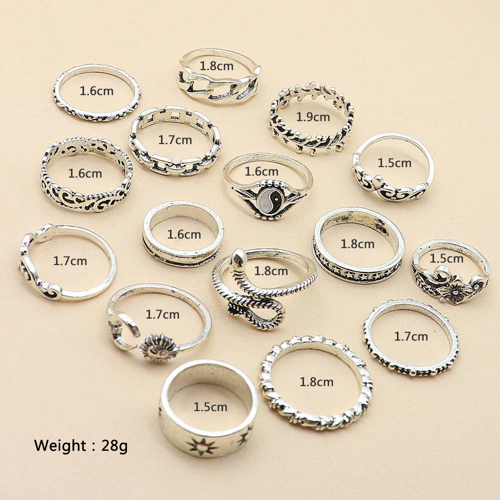 16PCS Alloy Stackable Knuckle Set Rings for Women Girls SR0126