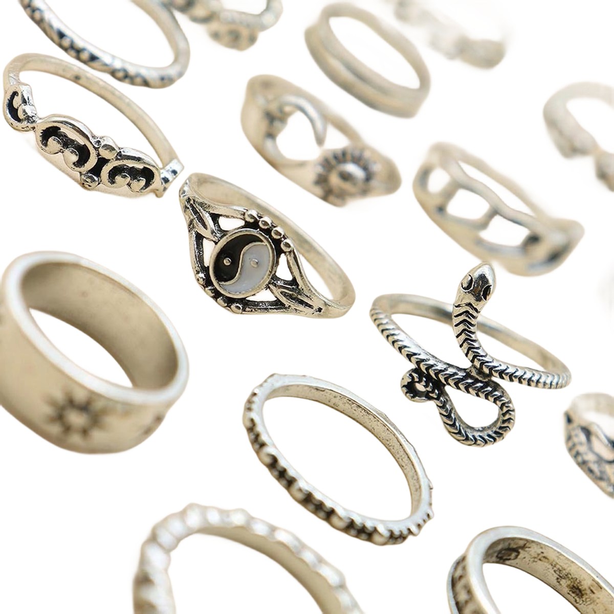 16PCS Alloy Stackable Knuckle Set Rings for Women Girls SR0126