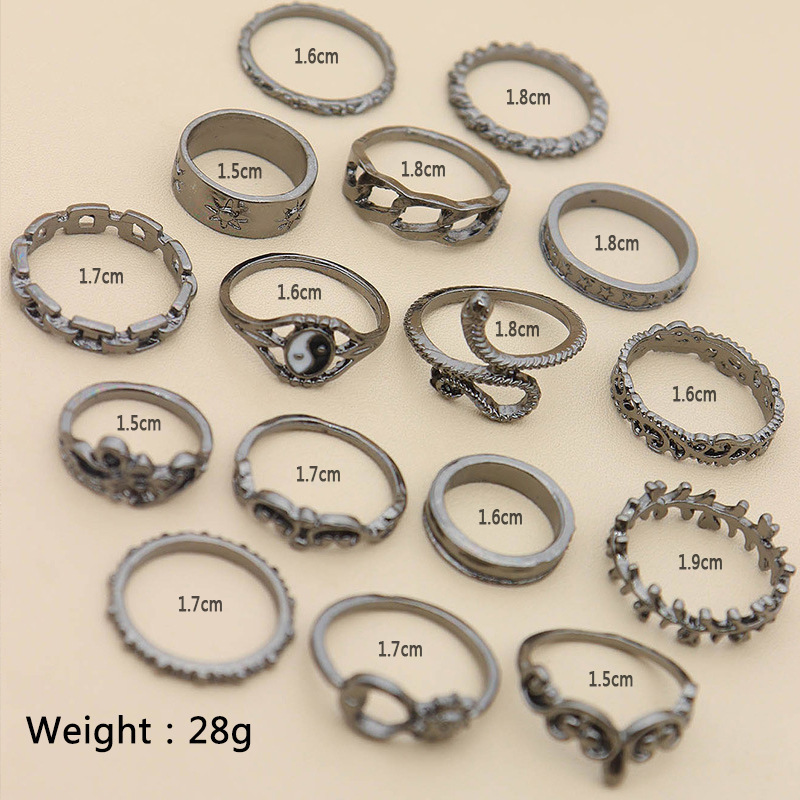 16PCS Alloy Stackable Knuckle Set Rings for Women Girls SR0126