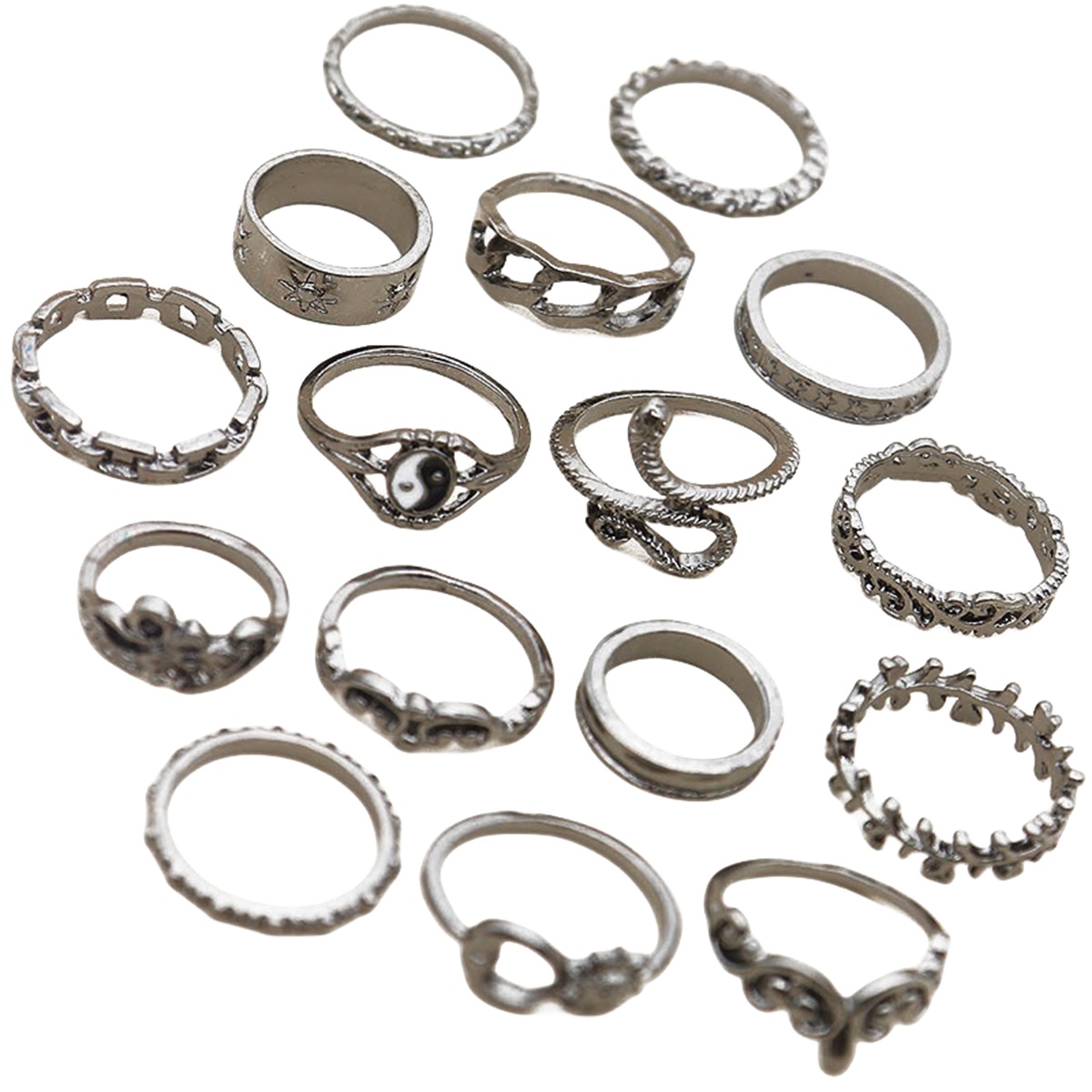 16PCS Alloy Stackable Knuckle Set Rings for Women Girls SR0126