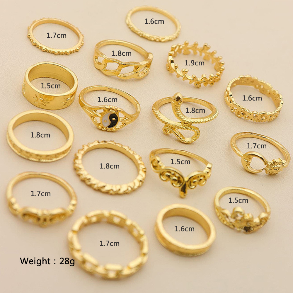 16PCS Alloy Stackable Knuckle Set Rings for Women Girls SR0126