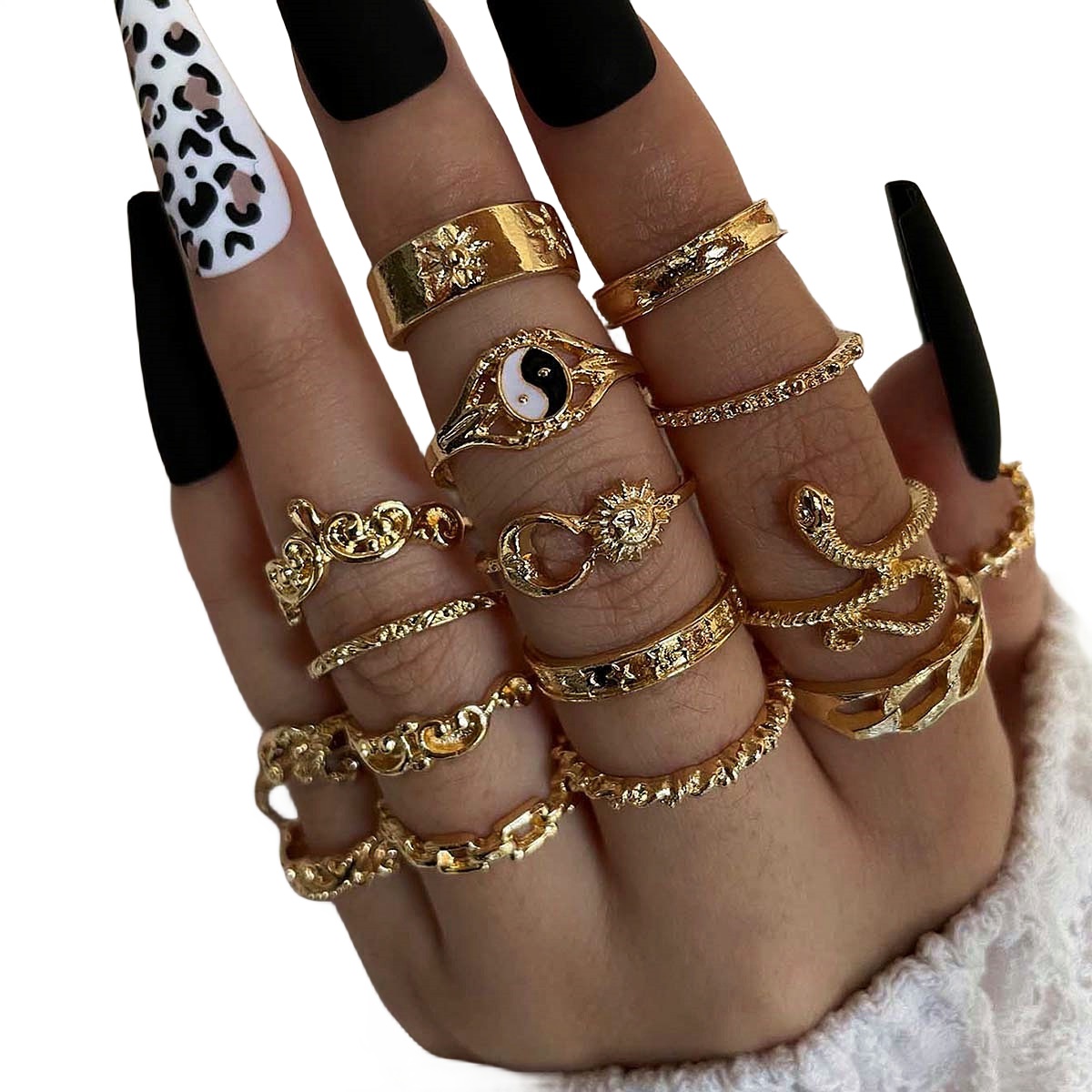 16PCS Alloy Stackable Knuckle Set Rings for Women Girls SR0126