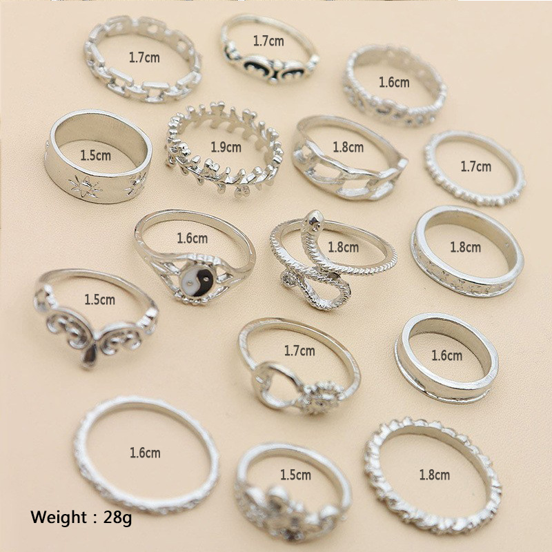 16PCS Alloy Stackable Knuckle Set Rings for Women Girls SR0126