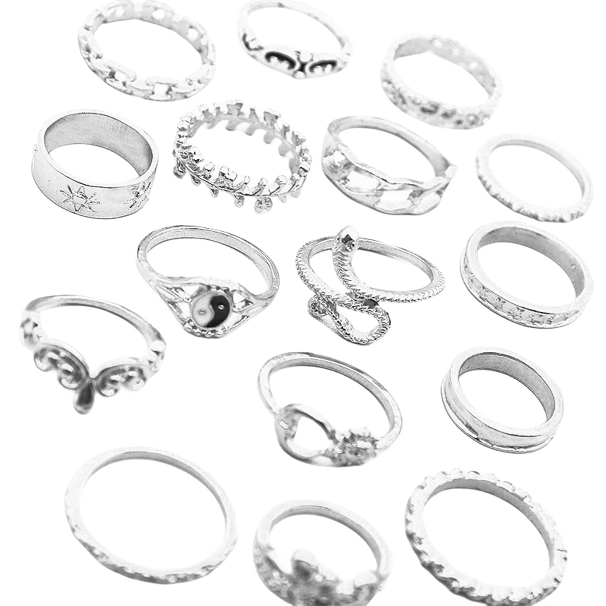 16PCS Alloy Stackable Knuckle Set Rings for Women Girls SR0126