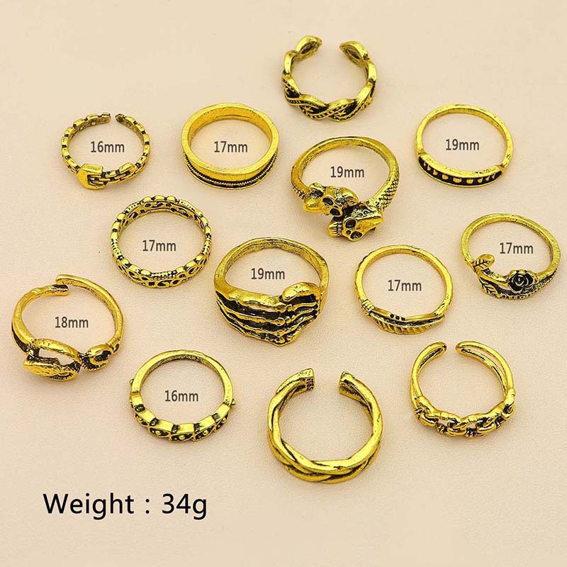 13PCS Alloy Stackable Knuckle Set Rings for Women Girls SR0127