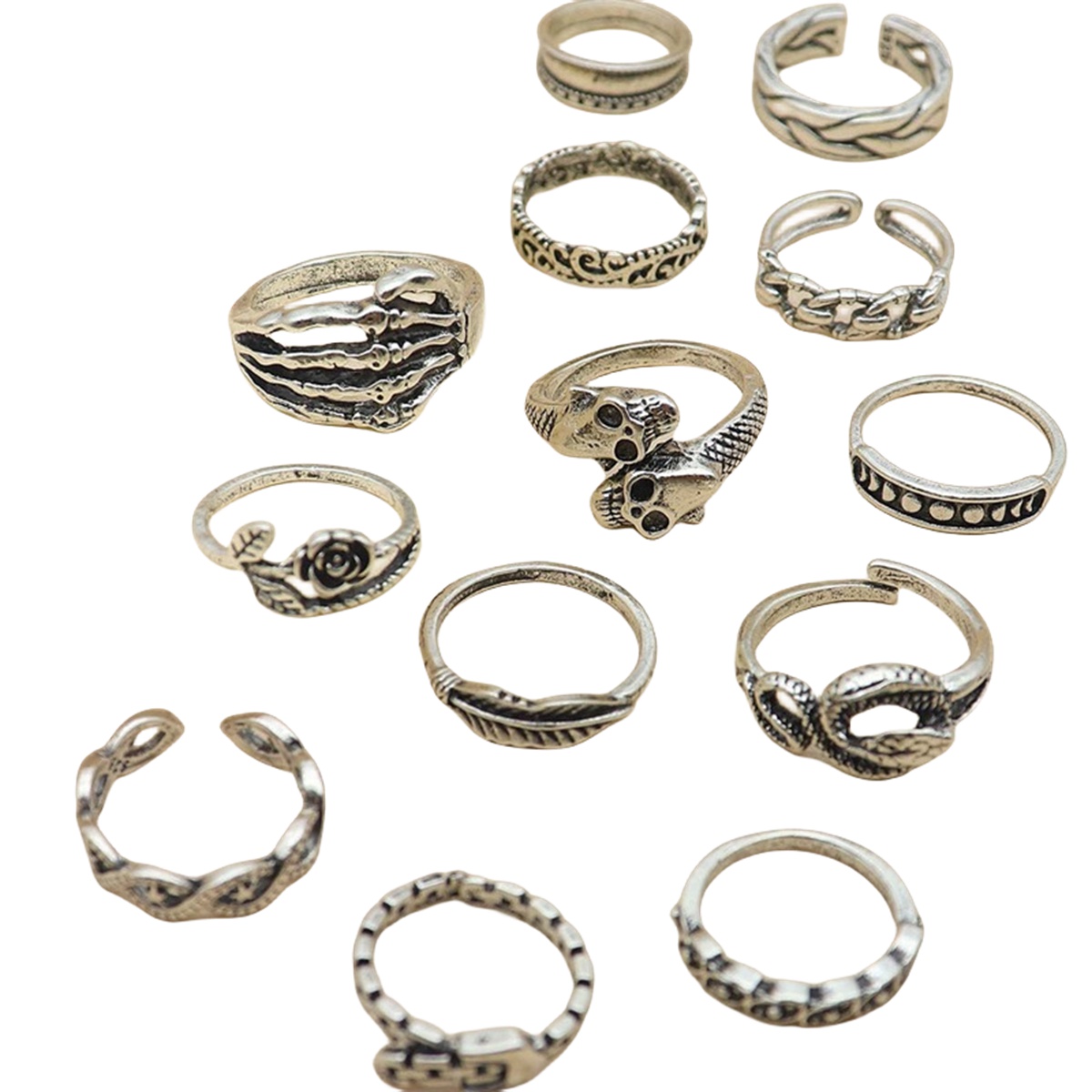 13PCS Alloy Stackable Knuckle Set Rings for Women Girls SR0127