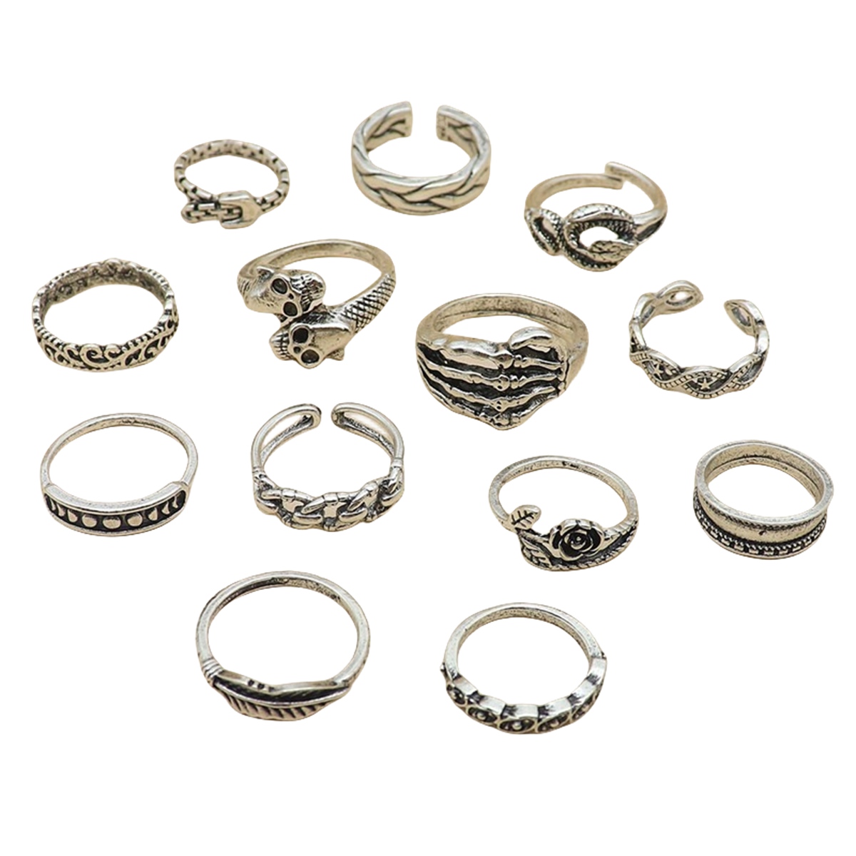 13PCS Alloy Stackable Knuckle Set Rings for Women Girls SR0127