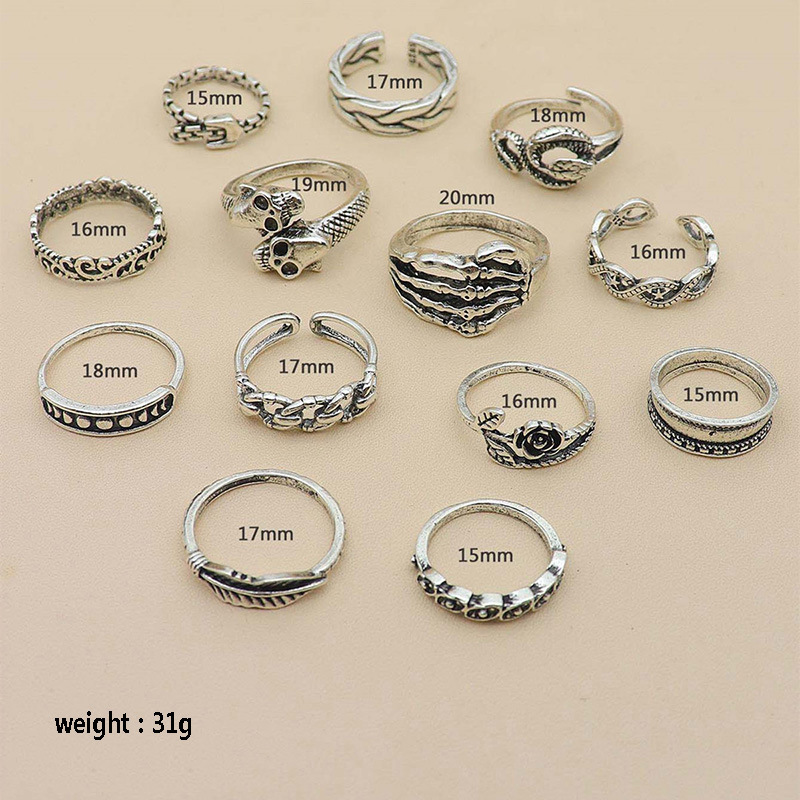 13PCS Alloy Stackable Knuckle Set Rings for Women Girls SR0127