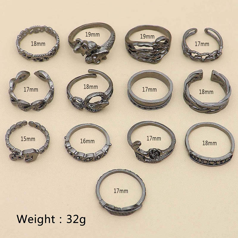 13PCS Alloy Stackable Knuckle Set Rings for Women Girls SR0127