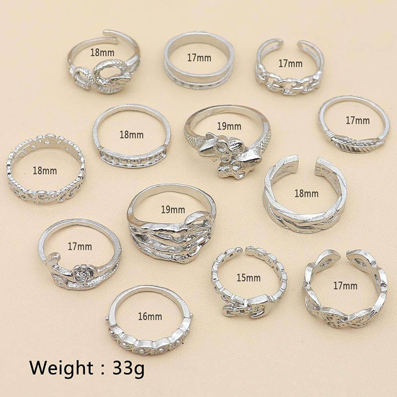 13PCS Alloy Stackable Knuckle Set Rings for Women Girls SR0127