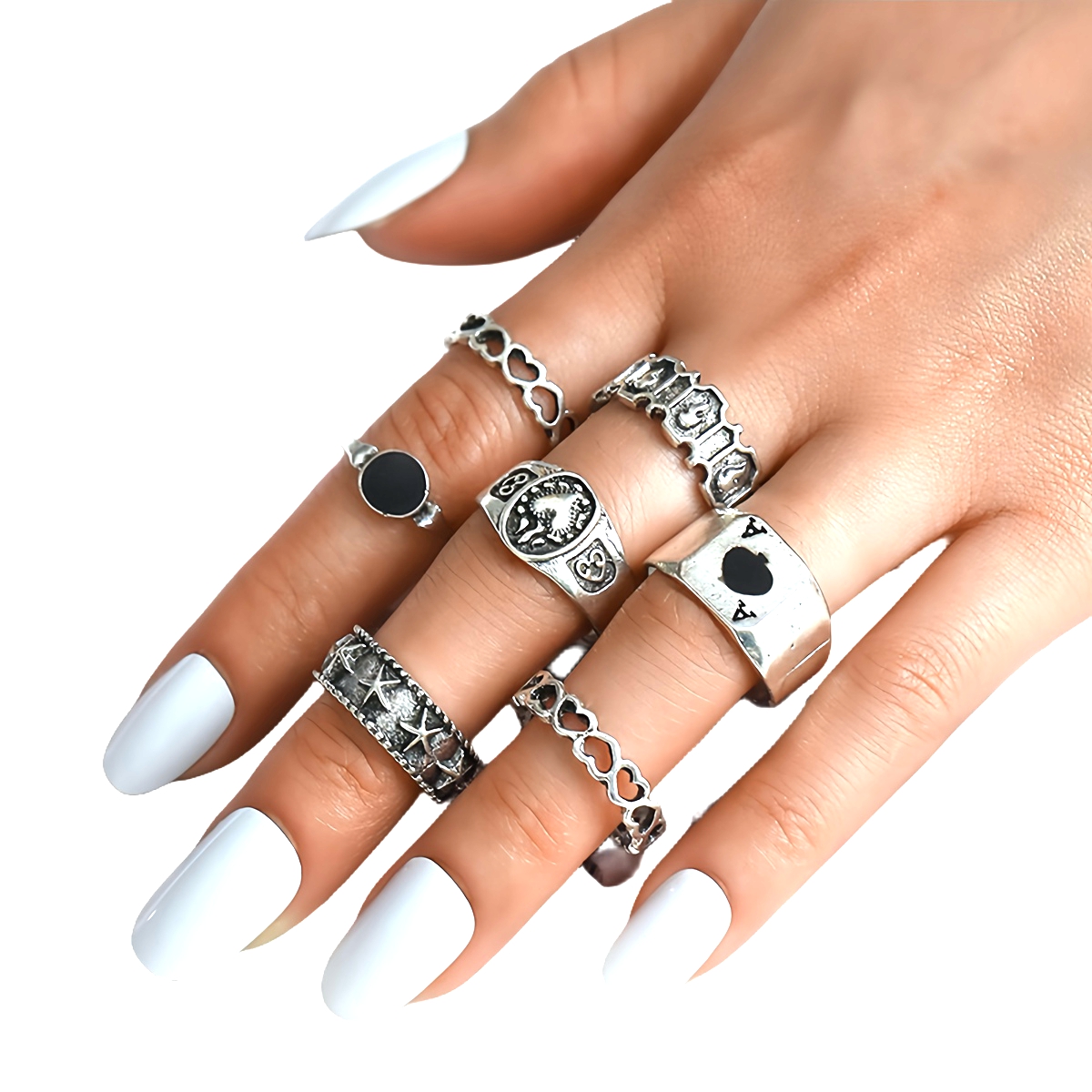 7PCS Alloy Stackable Knuckle Set Rings for Women Girls SR0128