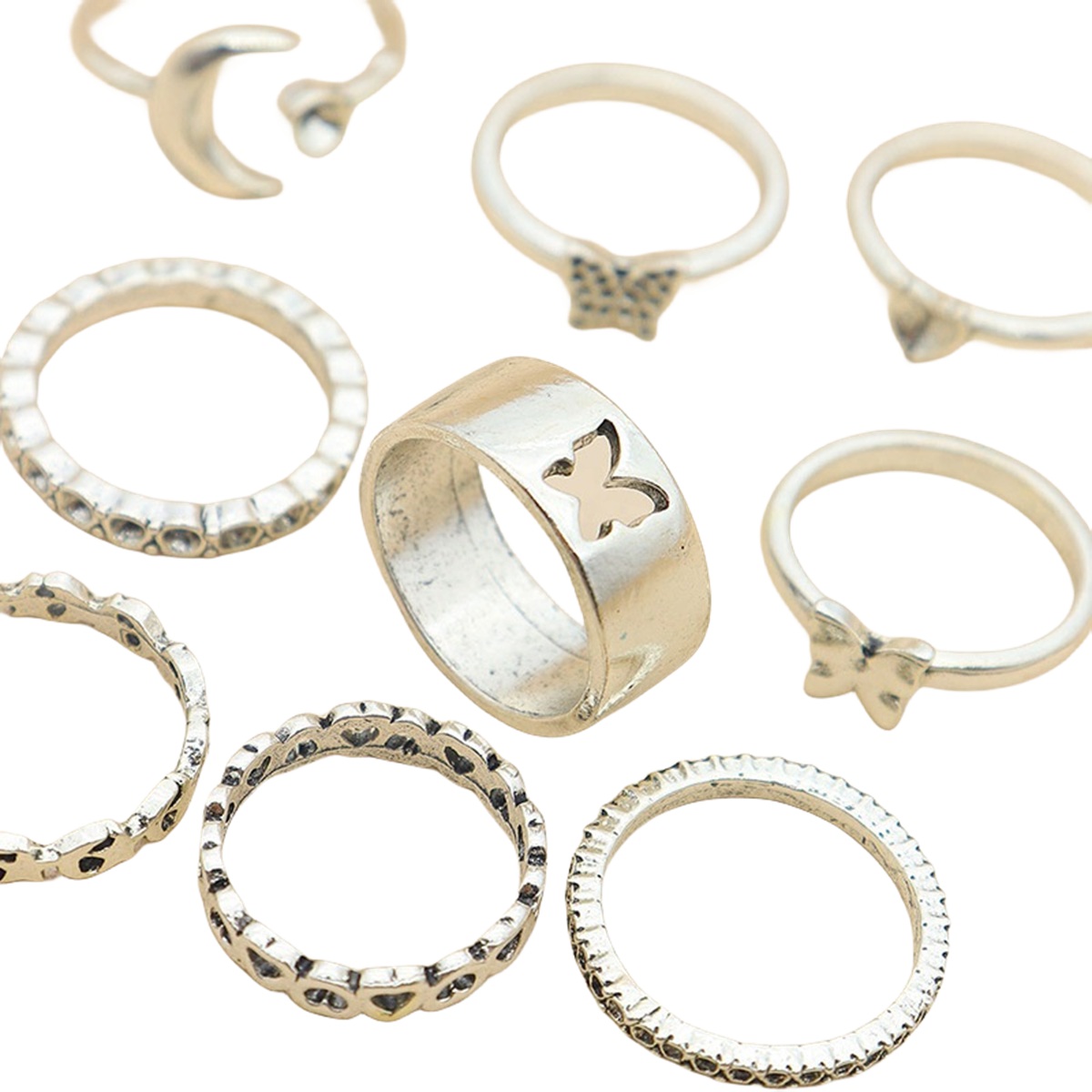 10PCS Alloy Stackable Knuckle Set Rings for Women Girls SR0129