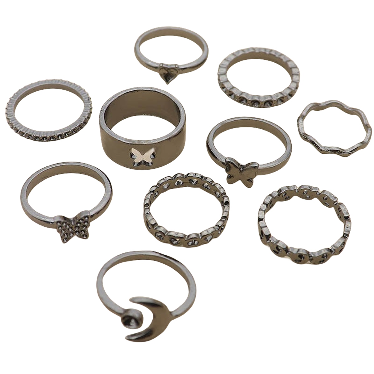 10PCS Alloy Stackable Knuckle Set Rings for Women Girls SR0129