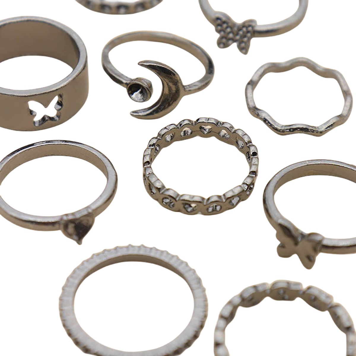 10PCS Alloy Stackable Knuckle Set Rings for Women Girls SR0129