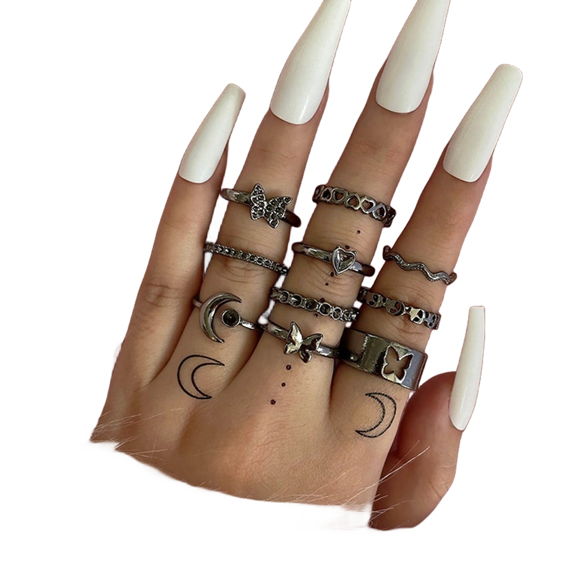 10PCS Alloy Stackable Knuckle Set Rings for Women Girls SR0129