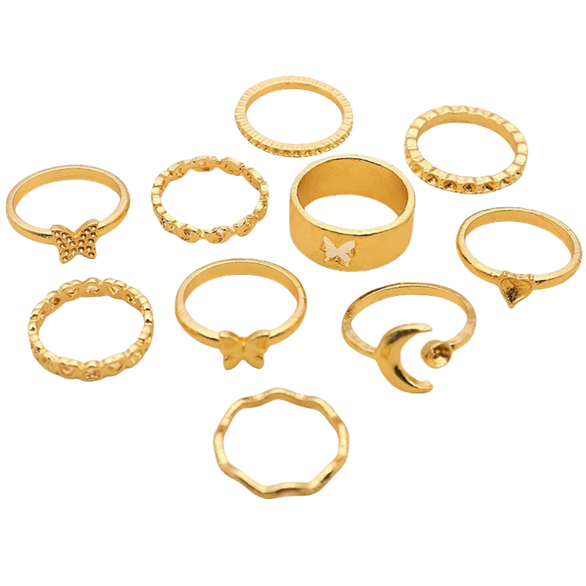 10PCS Alloy Stackable Knuckle Set Rings for Women Girls SR0129