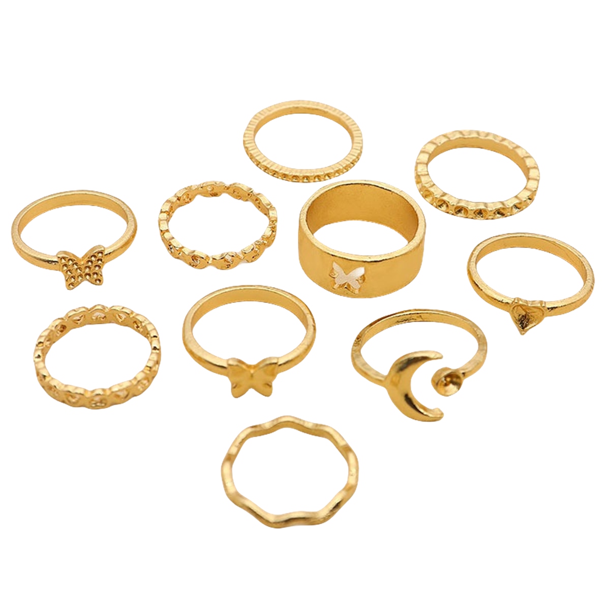 10PCS Alloy Stackable Knuckle Set Rings for Women Girls SR0129