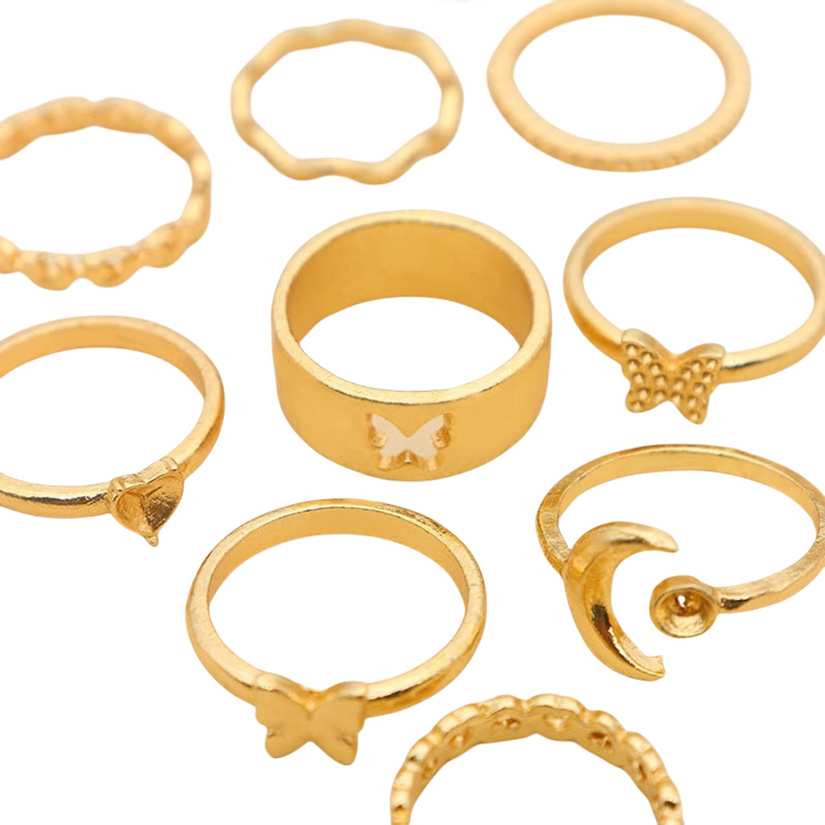 10PCS Alloy Stackable Knuckle Set Rings for Women Girls SR0129