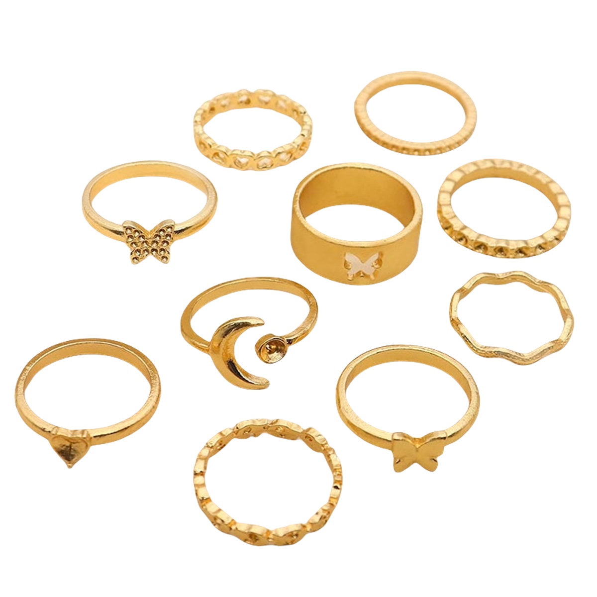 10PCS Alloy Stackable Knuckle Set Rings for Women Girls SR0129