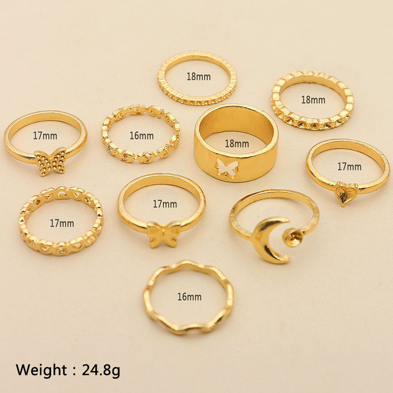10PCS Alloy Stackable Knuckle Set Rings for Women Girls SR0129